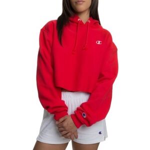 Like New Champion Women's Red Cropped Hoodie - Medium